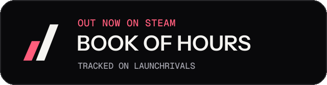 Dark launch badge for BOOK OF HOURS