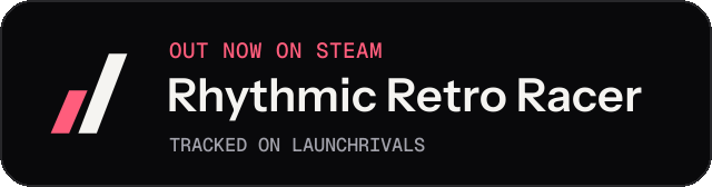 Dark launch badge for Rhythmic Retro Racer