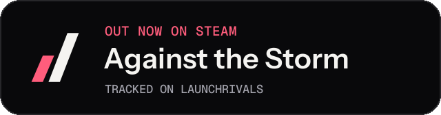 Dark launch badge for Against the Storm