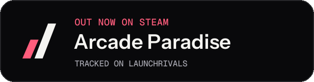 Dark launch badge for Arcade Paradise