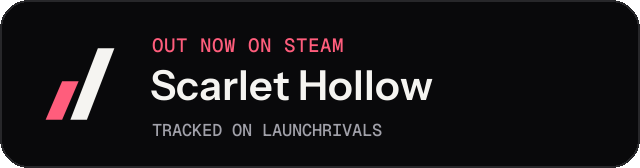 Dark launch badge for Scarlet Hollow