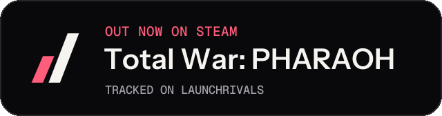 Dark launch badge for Total War: PHARAOH