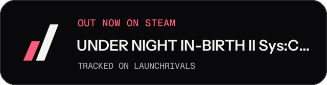 Dark launch badge for UNDER NIGHT IN-BIRTH II Sys:Celes