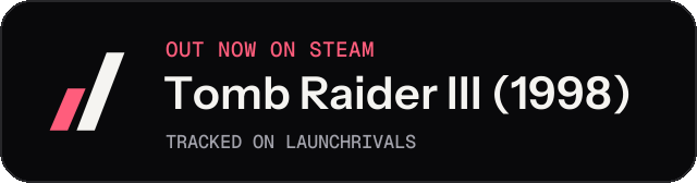 Dark launch badge for Tomb Raider III (1998)