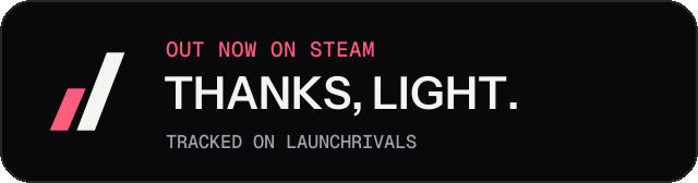 Dark launch badge for THANKS, LIGHT.