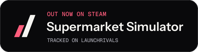 Dark launch badge for Supermarket Simulator