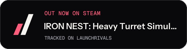 Dark launch badge for IRON NEST: Heavy Turret Simulator