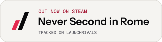 Light launch badge for Never Second in Rome