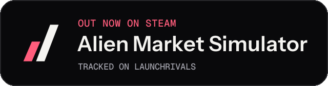 Dark launch badge for Alien Market Simulator