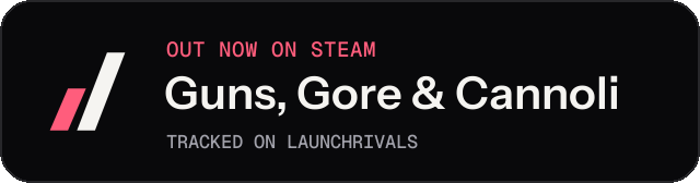 Dark launch badge for Guns, Gore & Cannoli