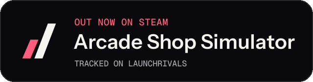 Dark launch badge for Arcade Shop Simulator