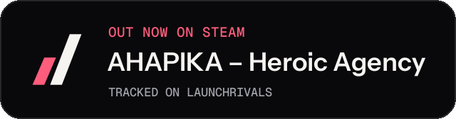 Dark launch badge for AHAPIKA – Heroic Agency