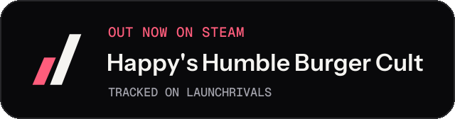 Dark launch badge for Happy's Humble Burger Cult