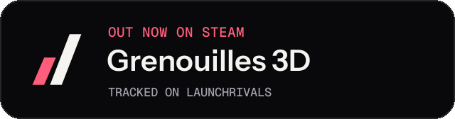 Dark launch badge for Grenouilles 3D