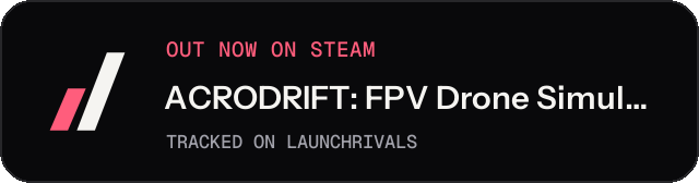 Dark launch badge for ACRODRIFT: FPV Drone Simulator