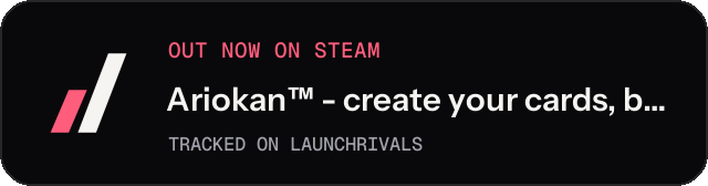 Dark launch badge for Ariokan™ - create your cards, break the Meta