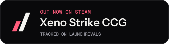 Dark launch badge for Xeno Strike CCG