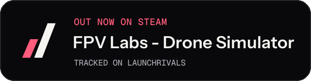 Dark launch badge for FPV Labs - Drone Simulator