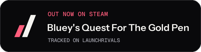 Dark launch badge for Bluey's Quest For The Gold Pen