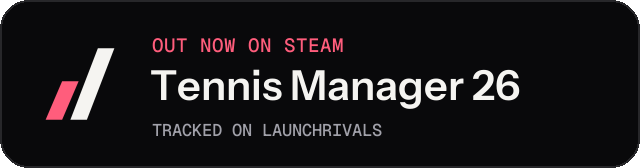 Dark launch badge for Tennis Manager 26