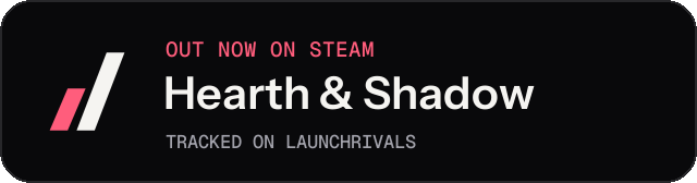 Dark launch badge for Hearth & Shadow