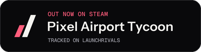 Dark launch badge for Pixel Airport Tycoon