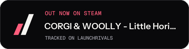 Dark launch badge for CORGI & WOOLLY - Little Horizon -