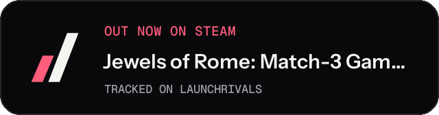 Dark launch badge for Jewels of Rome: Match-3 Game and City Builder