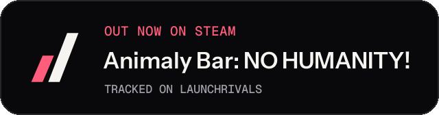 Dark launch badge for Animaly Bar: NO HUMANITY!