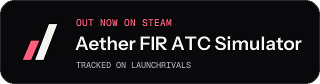 Dark launch badge for Aether FIR ATC Simulator