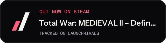 Dark launch badge for Total War: MEDIEVAL II – Definitive Edition