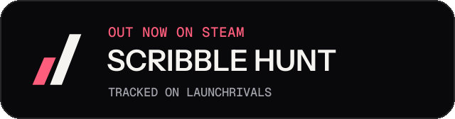 Dark launch badge for SCRIBBLE HUNT