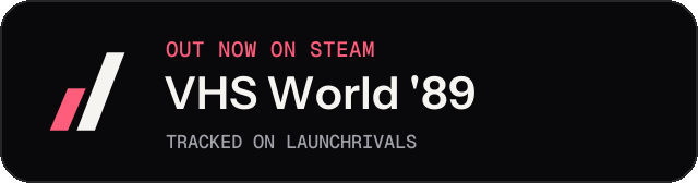 Dark launch badge for VHS World '89