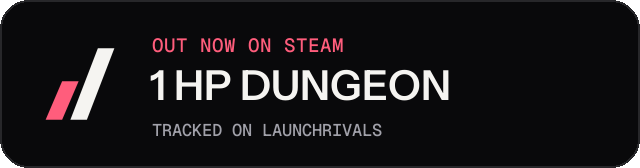 Dark launch badge for 1 HP DUNGEON