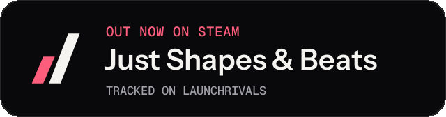 Dark launch badge for Just Shapes & Beats