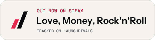 Light launch badge for Love, Money, Rock'n'Roll