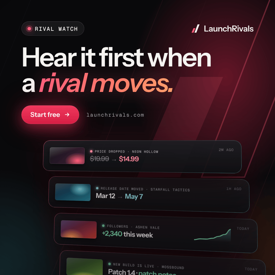 LaunchRivals banner: Hear it first when a rival moves.